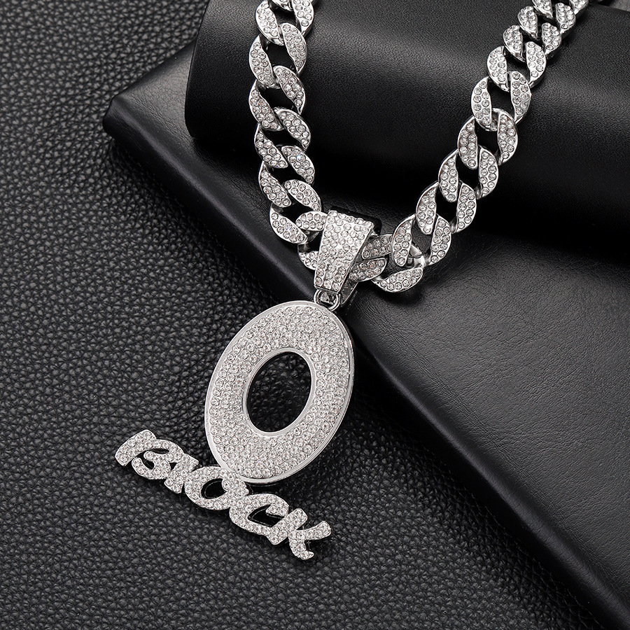 Collier personnalisé avec pendentif lettre O exagéré en diamant, style Rap Hip Hop cubain, bijoux_voghion.com