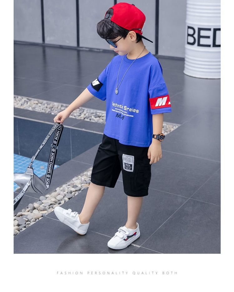 Estate S 2023 Nuovi vestiti per ragazzi T-shirt in cotone a maniche corte Top per bambini Due pezzi per bambini medi e grandi_voghion.com