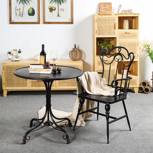 P616 American retro old outdoor iron table and chair leisure balcony B&B home courtyard chair garden chair round