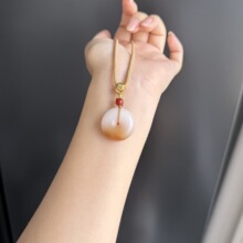 新疆金丝玉糖白玉平安扣吊坠男女款玉坠天然玉石玉牌玉佩女挂件