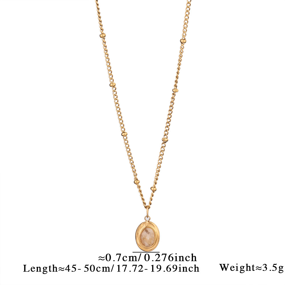 6g Weight Titanium Steel Pendant Material Natural Stone Inlay Material Pendant Necklace Classification Titanium Steel Chain Material cable chain, box chain Chain Type 1 Piece Quantity Casual, Shopping Occasion Titanium Steel Material Geometric, Oval, Heart Shape Pattern Women's Gender Plating Design Vintage Style, Classic Style Style Wholesale Jewelry Vintage Style Classic Style Geometric Oval Heart Shape Titanium Steel Natural Stone Plating Pendant Necklace 25