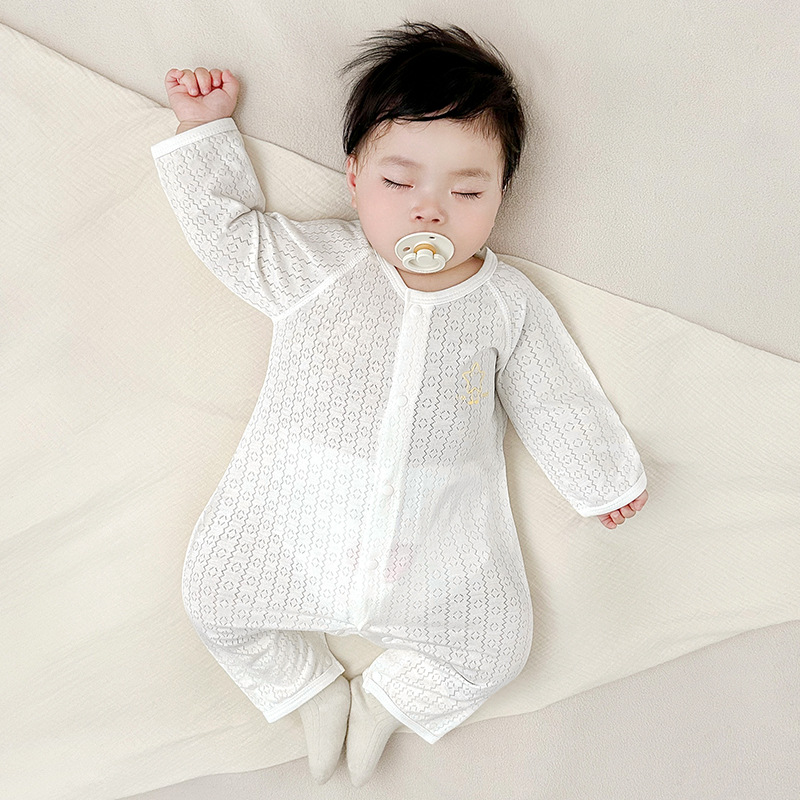 Baby overcoat de verano ropa de recién nacidos 0 hombre marzo 6 mujer 9 ropa de harina para niños pijamas delgados de manga larga ropa de verano bebé