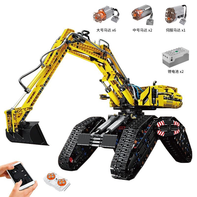 Grúa sobre orugas con control remoto Yuxing 17001-93, juguete educativo de construcción para niños, modelo mecánico