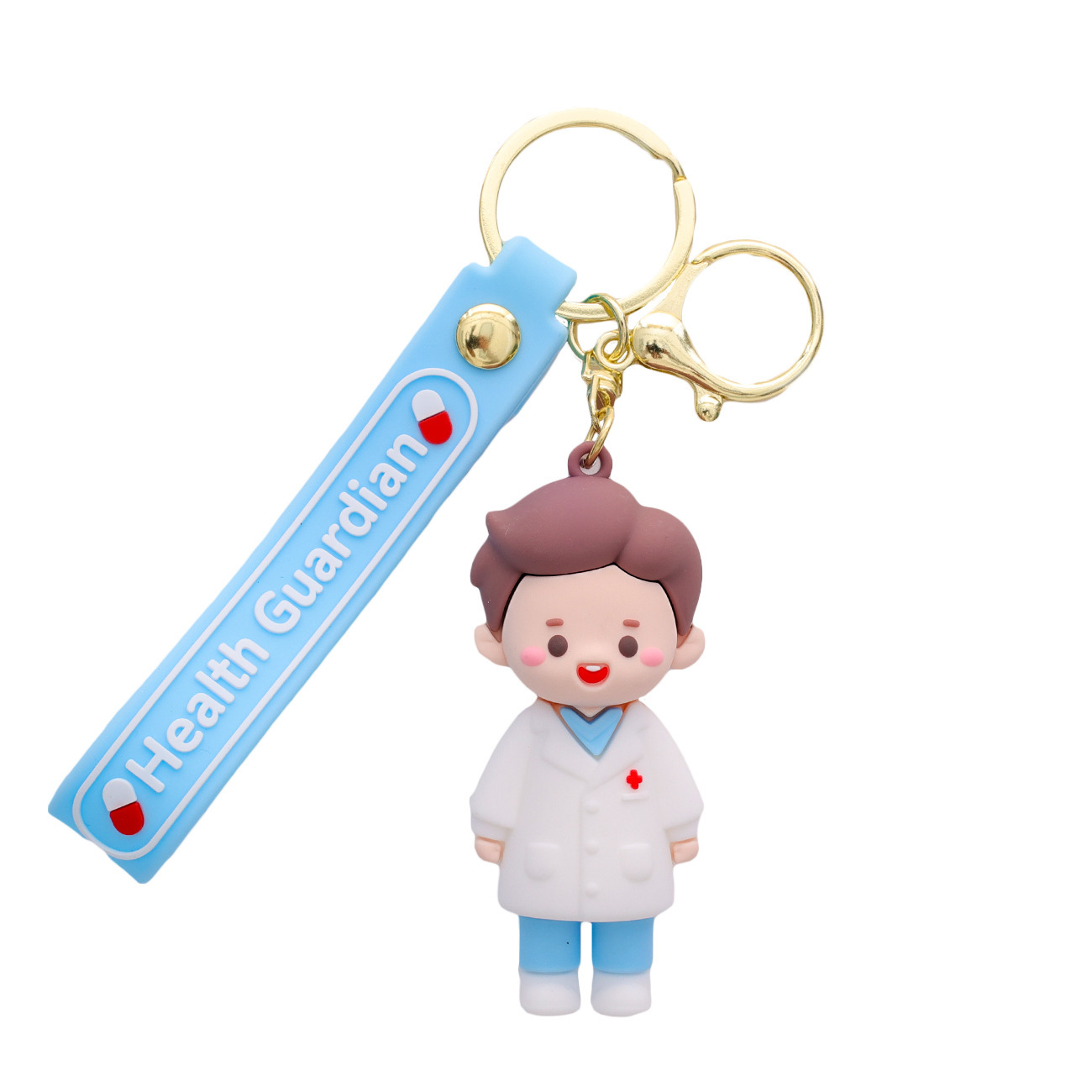 Ángel blanco doctor llavero bolsas de goma suave colgantes creativos regalos de vacaciones originales regalos de enfermeras al por mayor