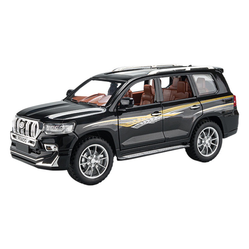 (Caja de color) 1:24 simulación aleación Prado modelo coche Tire hacia atrás luz y sonido 6 Puerta Abierta adornos juguete al por mayor