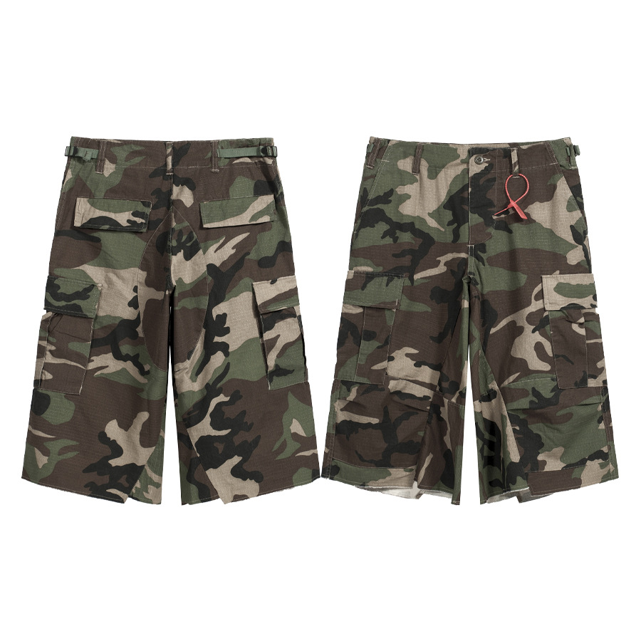 Americano FAR.ARCHIVE Vintage Vintage camuflaje multibolsillo hombre suelto de ocho puntos casual