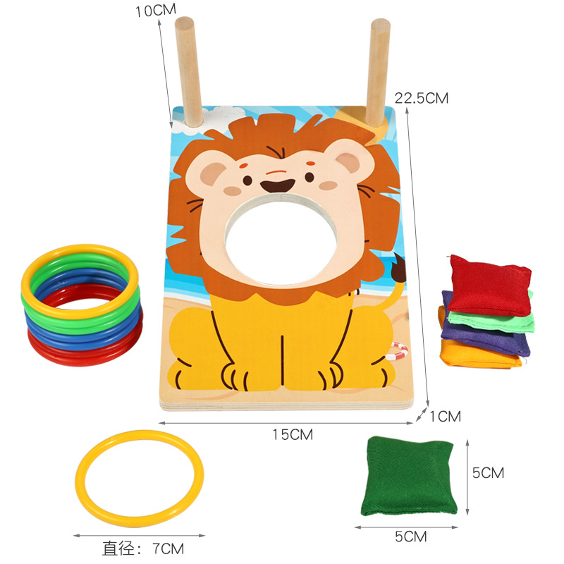 Cartoon de madera transfronteriza arrojar bucles bucles de arrojar bolsas de arena juegos bolsas de arena juguetes interactivos para niños al por mayor