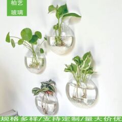 创意壁挂悬挂水培玻璃花瓶家居装饰人工吹制插花工艺品墙面微景观