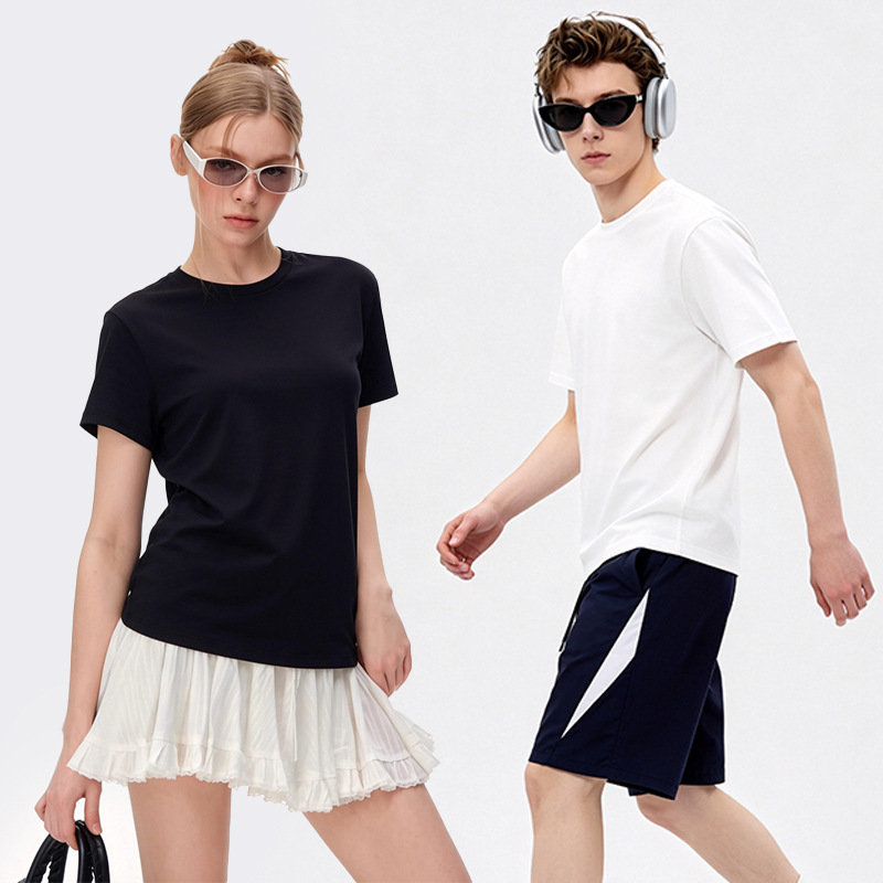 Unisex Basic Round-Neck Versatile Short-Sleeve T-Shirt, Triple-Protection Long-Staple Cotton Couple's White T-Shirt Inner Layer Top Unisex Basic Round-Neck Versatile Short-Sleeve T-Shirt, Triple-Protection Long-Staple Cotton Couple's White T-Shirt Inner Layer Top