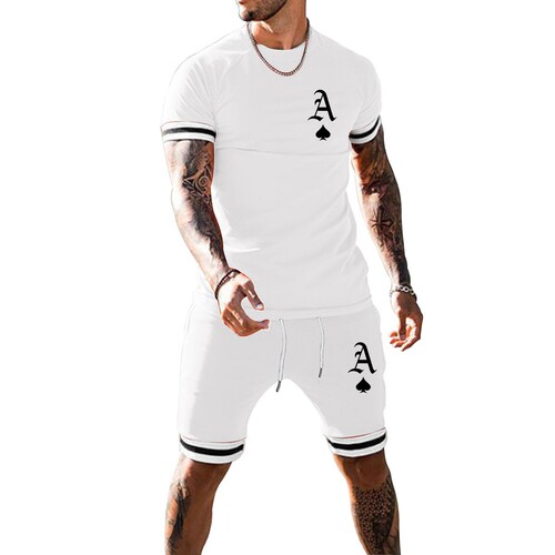 Men's sportswear set, men's fitness set for internal sale, men's summer short-sleeved shorts set