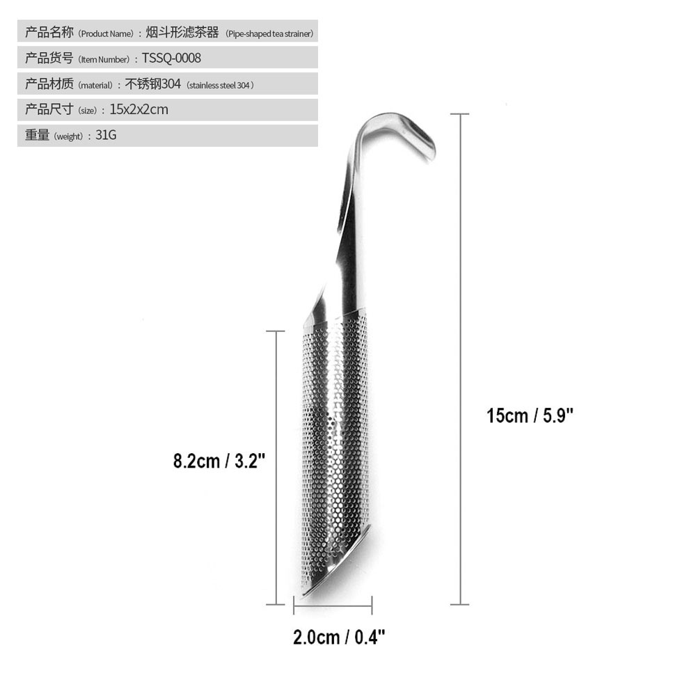 Colador de Té de Acero Inoxidable 304 al por Mayor, en Existencia, Estilo Tubo Colgante, Herramienta para Preparar Té, Filtro de Hojas de Té Colgante de Acero Inoxidable