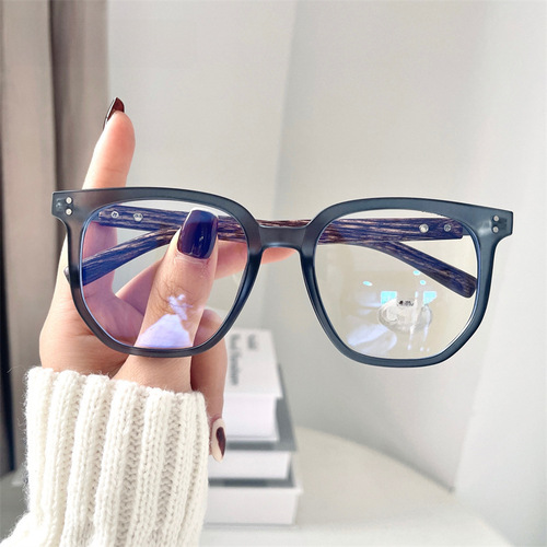 30128 New TR Wood Grain Temple Fashionable Internet Celebrity Anti-Blue Light Glasses Retro Transparent Eyeglass Frame Plain Glasses