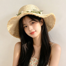 草帽女新款防晒防晒帽户外夏天遮阳帽显脸小时尚复古帽子女款百搭