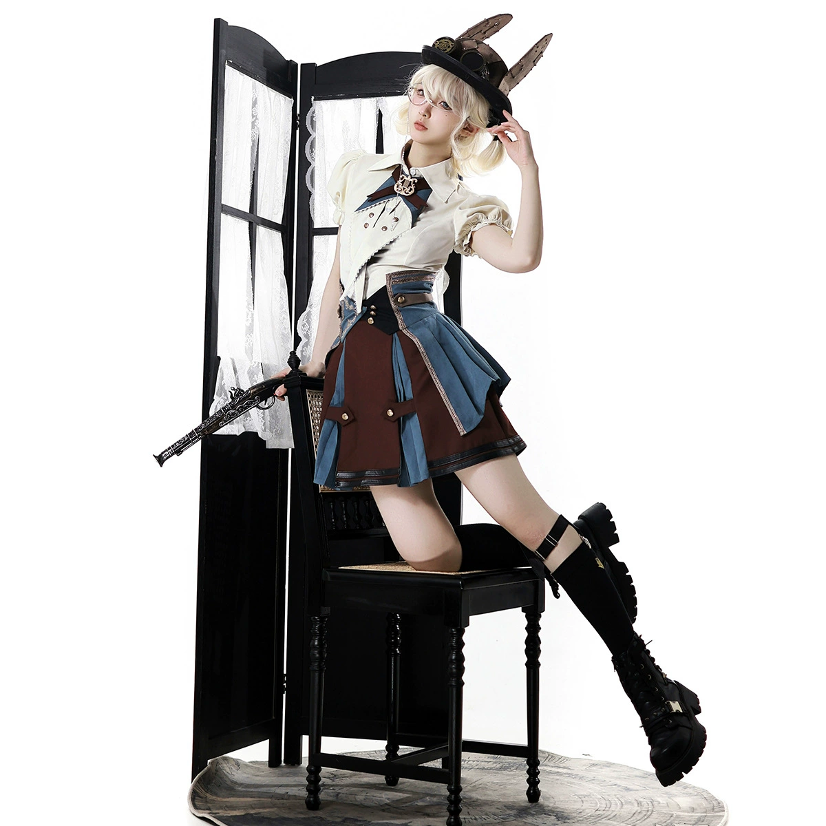 Xiong Doujiang, оригинальная женская рубашка в стиле Лолиты Fairyland Train Attendant, юбка с поясом, повседневный костюм 7241