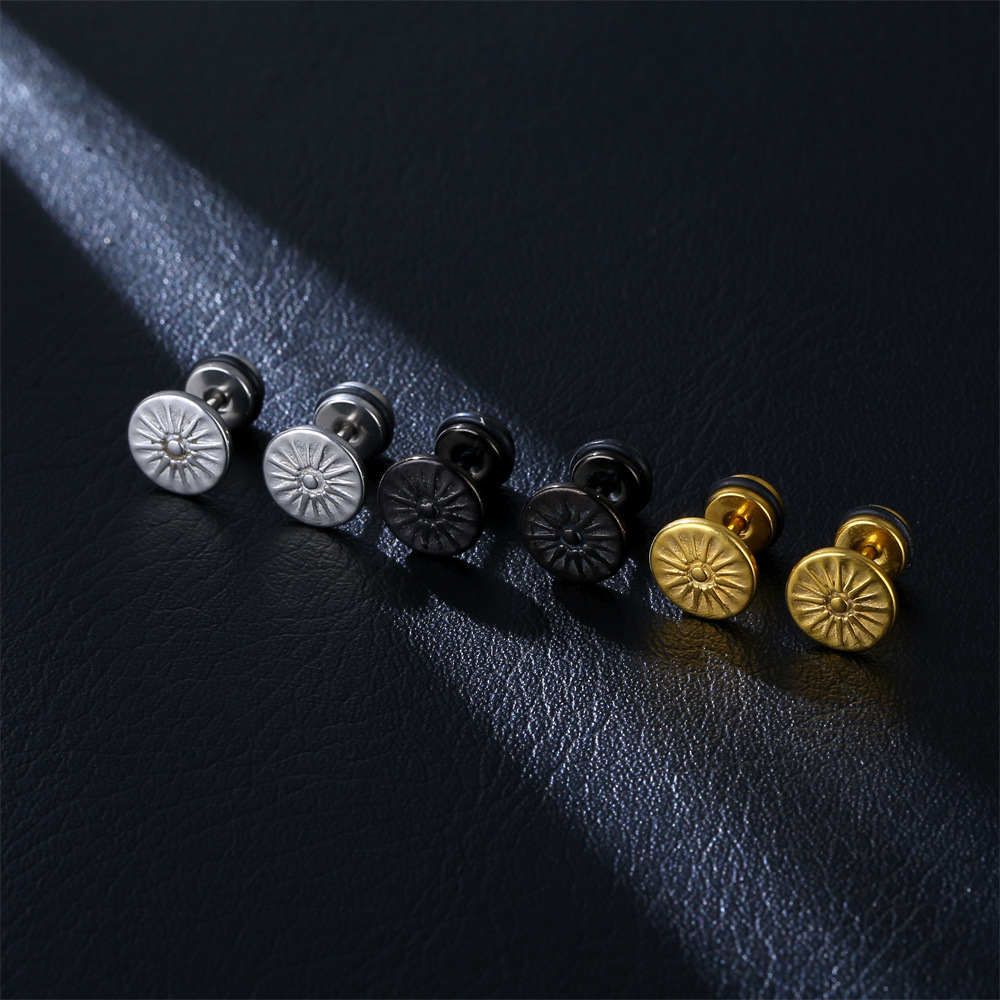 Fashion Sun Stainless Steel Plating Ear Studs 1 Piece