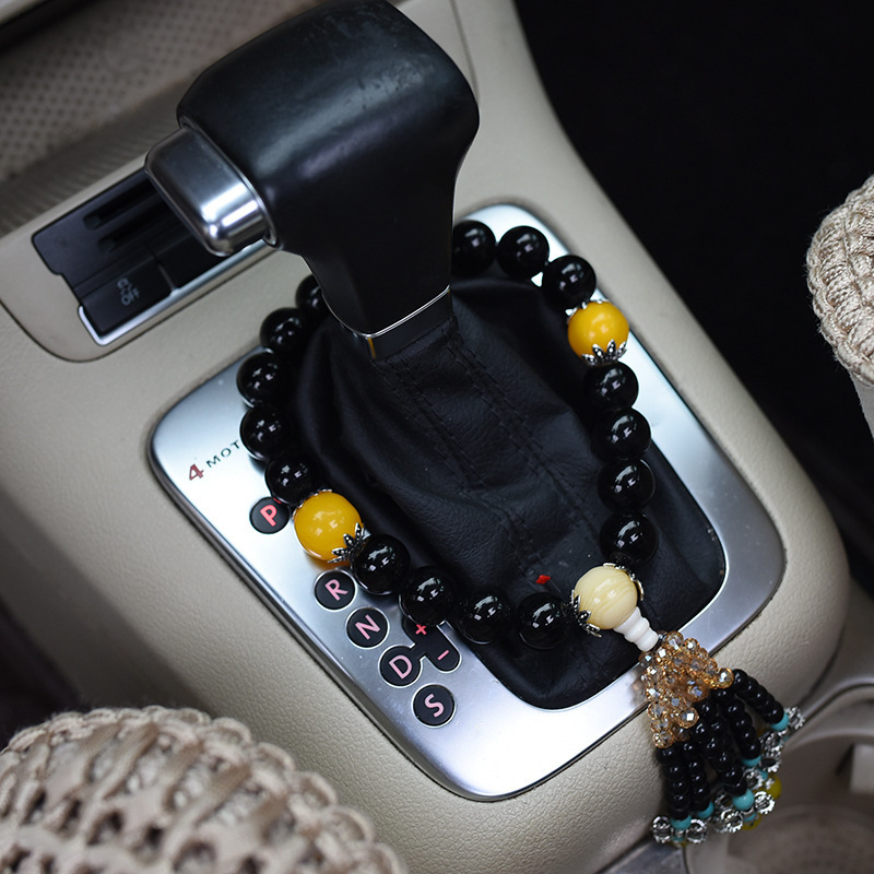 Chinese Style Car Gear Shift Bead Rearview Mirror Pendant Car Ornament Buddha Bead Pendant Crystal Car Hanging Decoration Fortune Bead Ornament