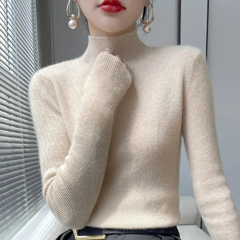 plus size Sweater Autumn and Winter New Half-High Neck Slim-Fit Long-Sleeved Pullover Inner Sweater Women's Knitted Base-Layer Shirt Non-Sticky plus size Sweater Autumn and Winter New Half-High Neck Slim-Fit Long-Sleeved Pullover Inner Sweater Women's Knitted Base-Layer Shirt Non-Sticky