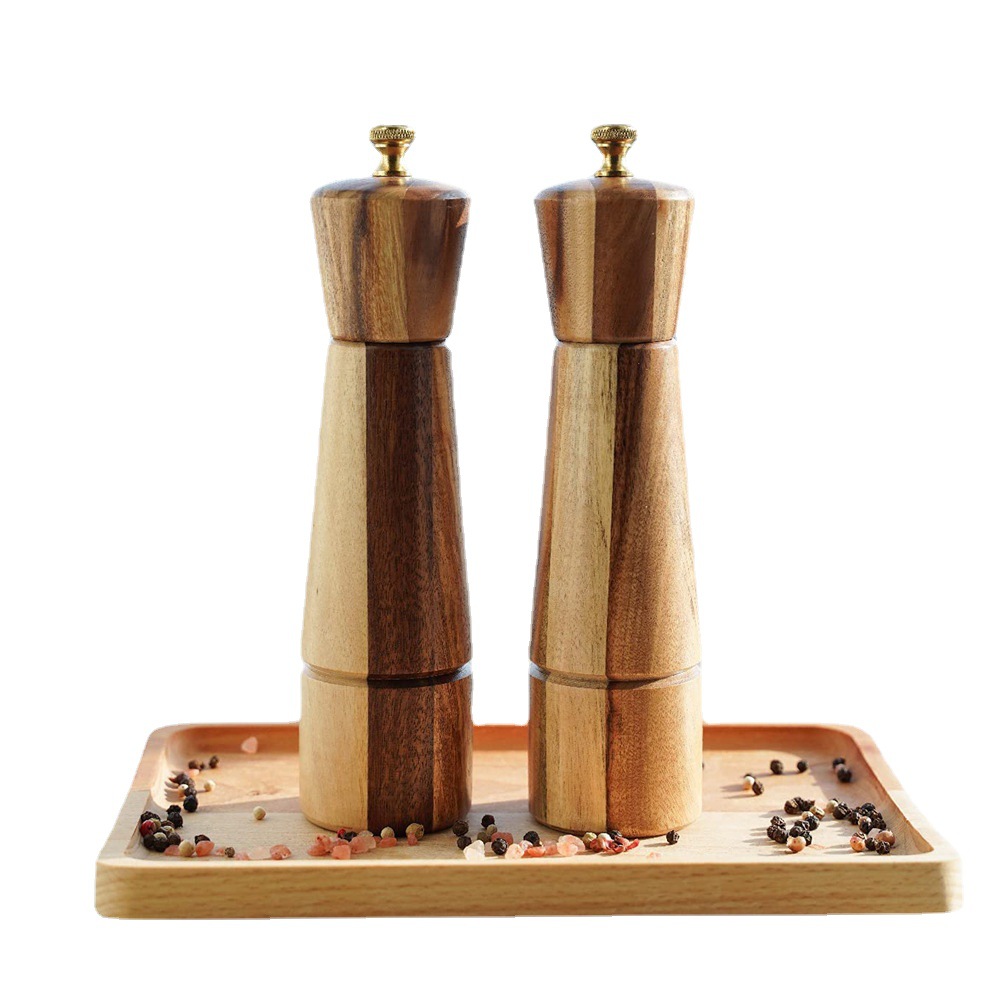 Amoladora de pimienta de Acacia amoladora de pimienta ajustable Rosa sal pimienta amoladora herramienta de cocina