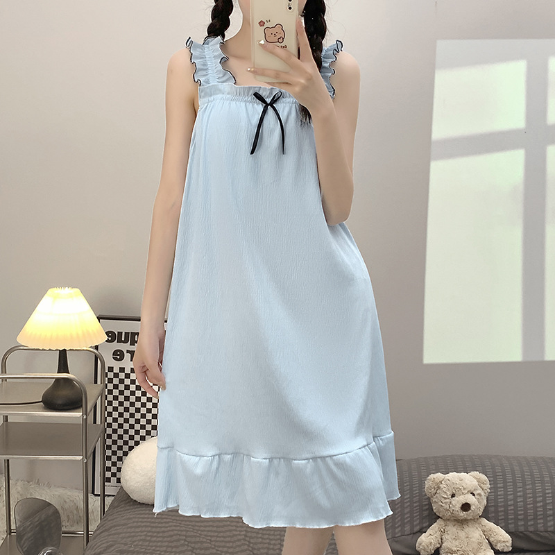 Camisón de verano con almohadilla en el pecho de las mujeres de estilo coreano fresco lindo dulce más el tamaño de grasa MM200 kg casual suelta ropa para el hogar