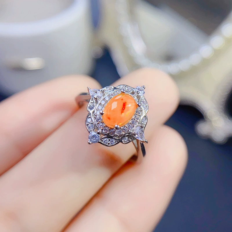 Простое Xiaoqing роскошь DIY Oupao 925 серебро натуральный яйцевидный узор 5*7 мм женское кольцо Лорд