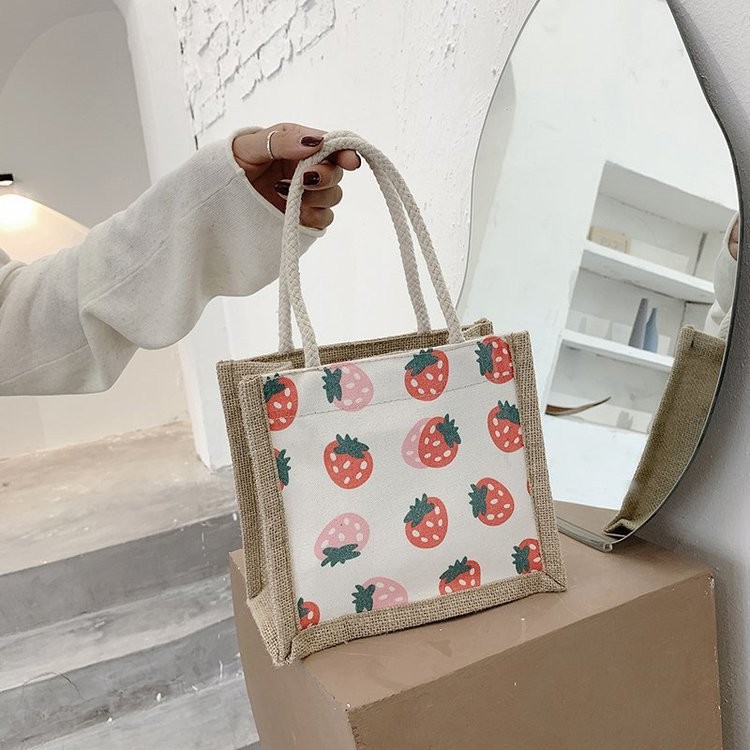 A new 2024 Korean-style cotton, linen and canvas woven small bag for women, simple, fashionable and casual college student handbag undefined