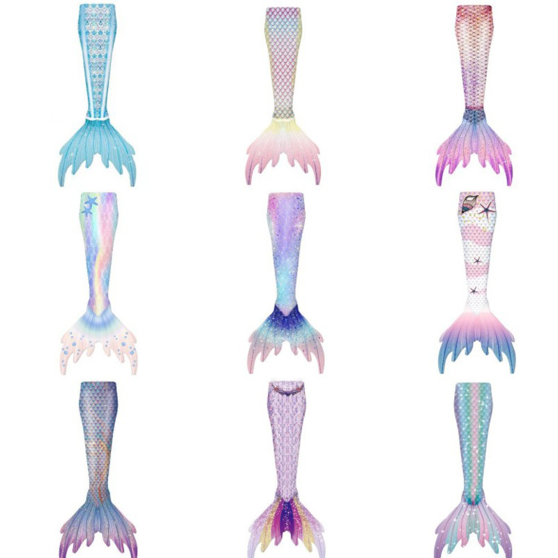 Summer Children's Mermaid Swimsuit Mermaid Tube Top Fish Tail Girl Princess Dress Costume Single Tail