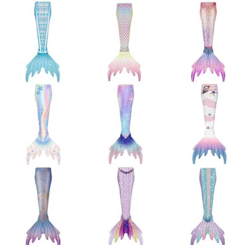Летний детский купальник русалки Русалка без бретелек с рыбьим хвостом Платье принцессы для девочек Одежда с одним хвостом