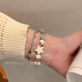 幸运星球！星星串珠手链轻奢小众精致双层叠戴手串女款手饰