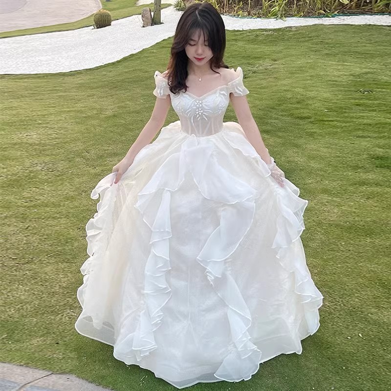 Evening Dress Runaway Princess High-End Light Luxury New Style Fairy-Like Host Puffy Dress Vocal Arts Exam Coming-Of-Age Ceremony