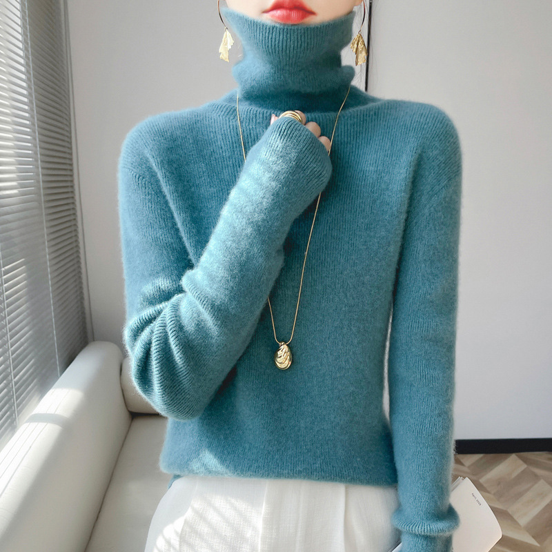 秋冬女装高领针织衫女士2025新款内搭修身打底衫软糯堆堆领毛衣|undefined