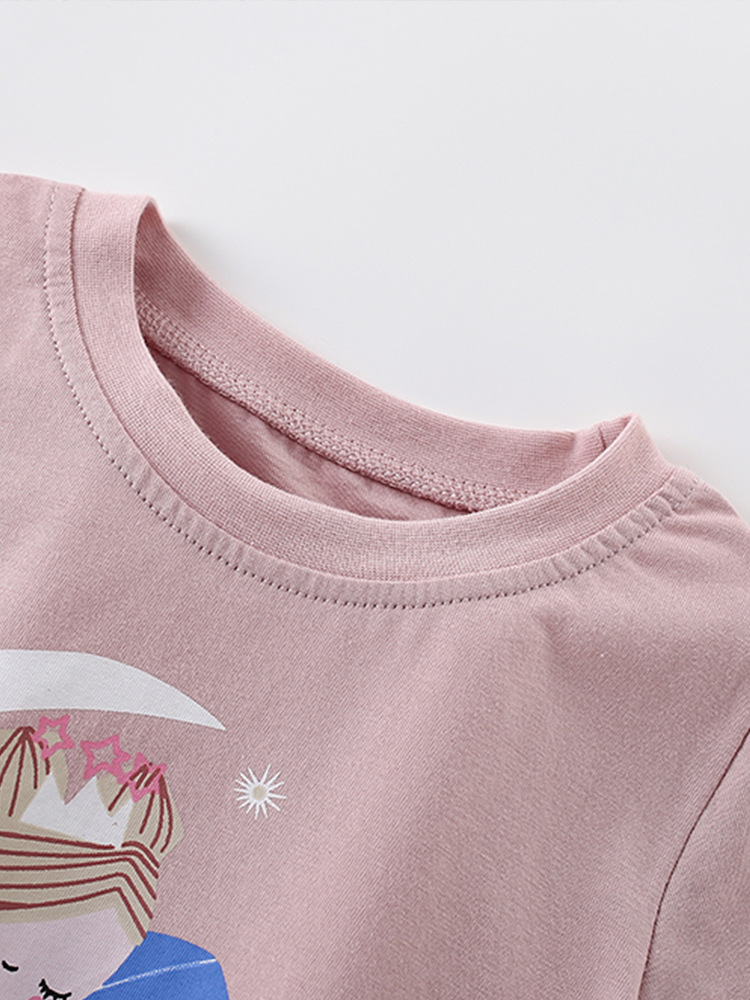 Malwee niñas camisetas de verano nuevo estilo europeo y americano para niños de media edad impresión casual de cuello redondo ropa de niños camisas de manga corta