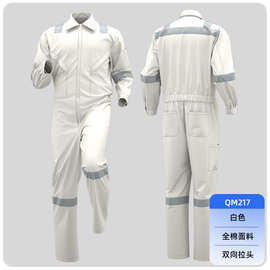纯棉连体工作服男反光耐磨耐脏机修电焊工船厂海港批发劳保服
