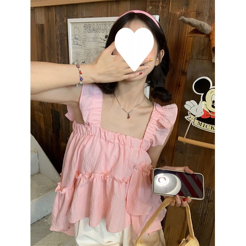 Sweet Outfit Plaid Strapless Vest Women's Summer Slim-fit Loose Camisole Top Sweet Outfit Plaid Strapless Vest Women's Summer Slim-fit Loose Camisole Top