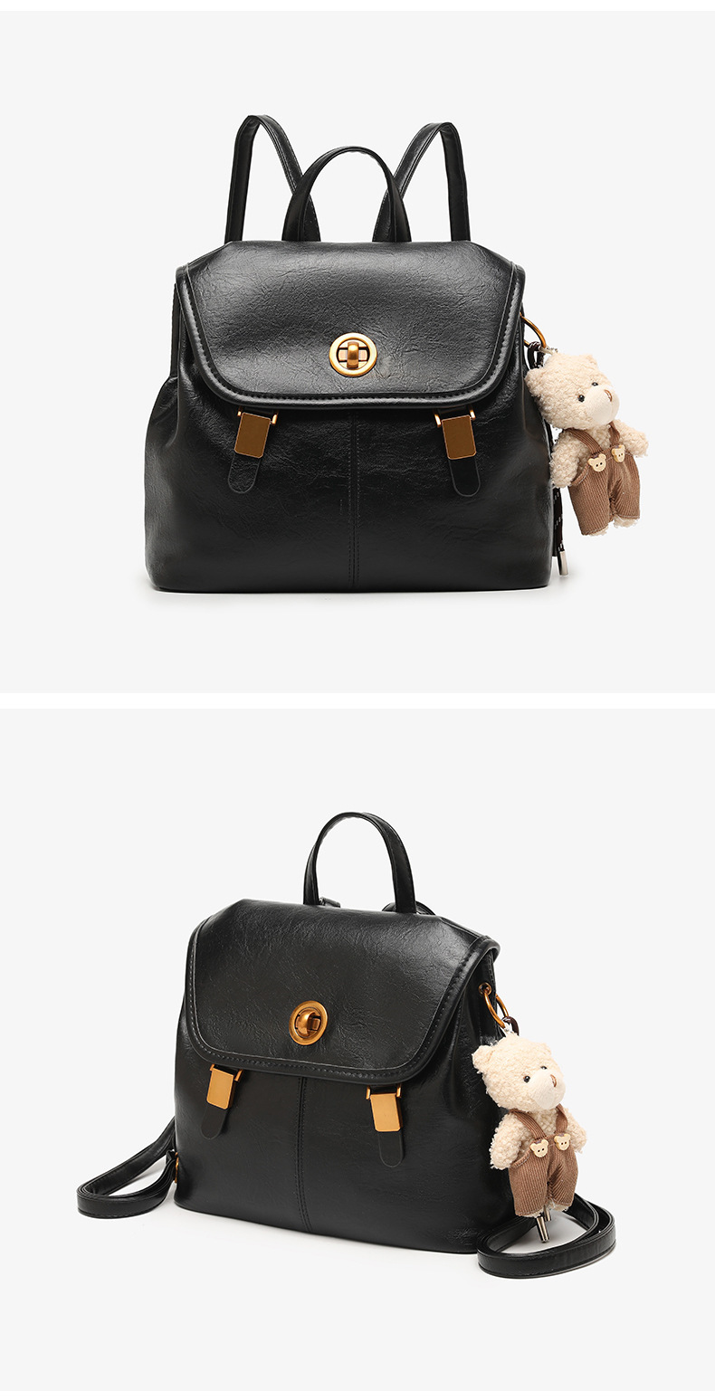 Balo mini nữ phong cách preppy Hàn Quốc, kiểu dáng độc đáo cao cấp, đa năng, có thể đeo chéo hoặc xách tay (27×11×24 cm) — màu nâu chi tiết 22