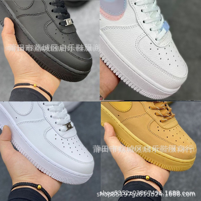 Putian High-Quality Air Force One Low-Cut Sneakers Af1 Four-Hook Wheat White Shoes for Men and Women Couples Casual Sports