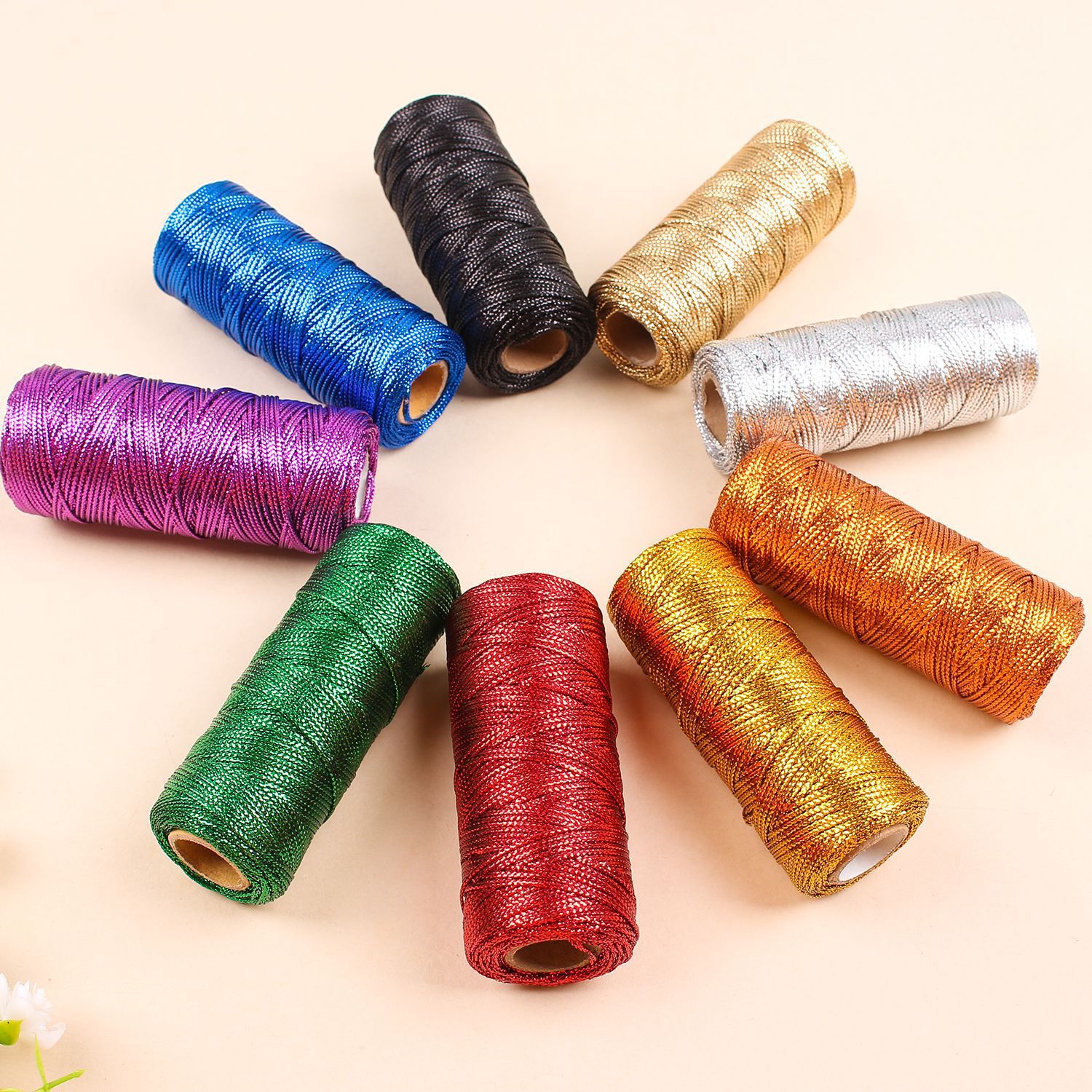 16-Strand oro y plata alambre 1.5mmdiy Etiqueta de alambre hueco plano de alambre de oro ramo de cuerda de encuadernación línea de embalaje de regalo cordón