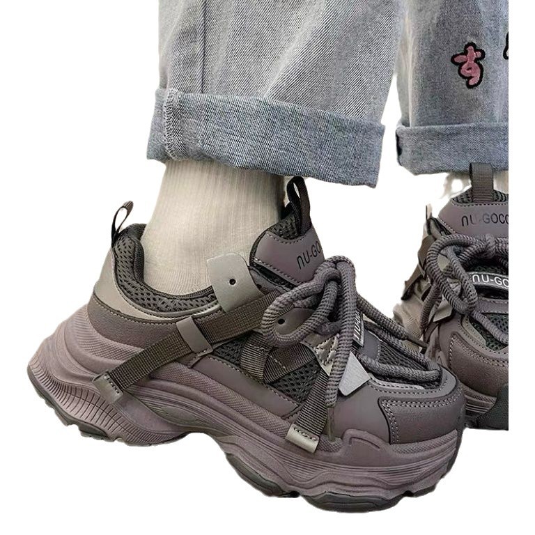 PLOVER callejera de zapatos de suela gruesa para mujeres 2024 nuevo estilo de primavera zapatos deportivos casuales blancos para mujeres