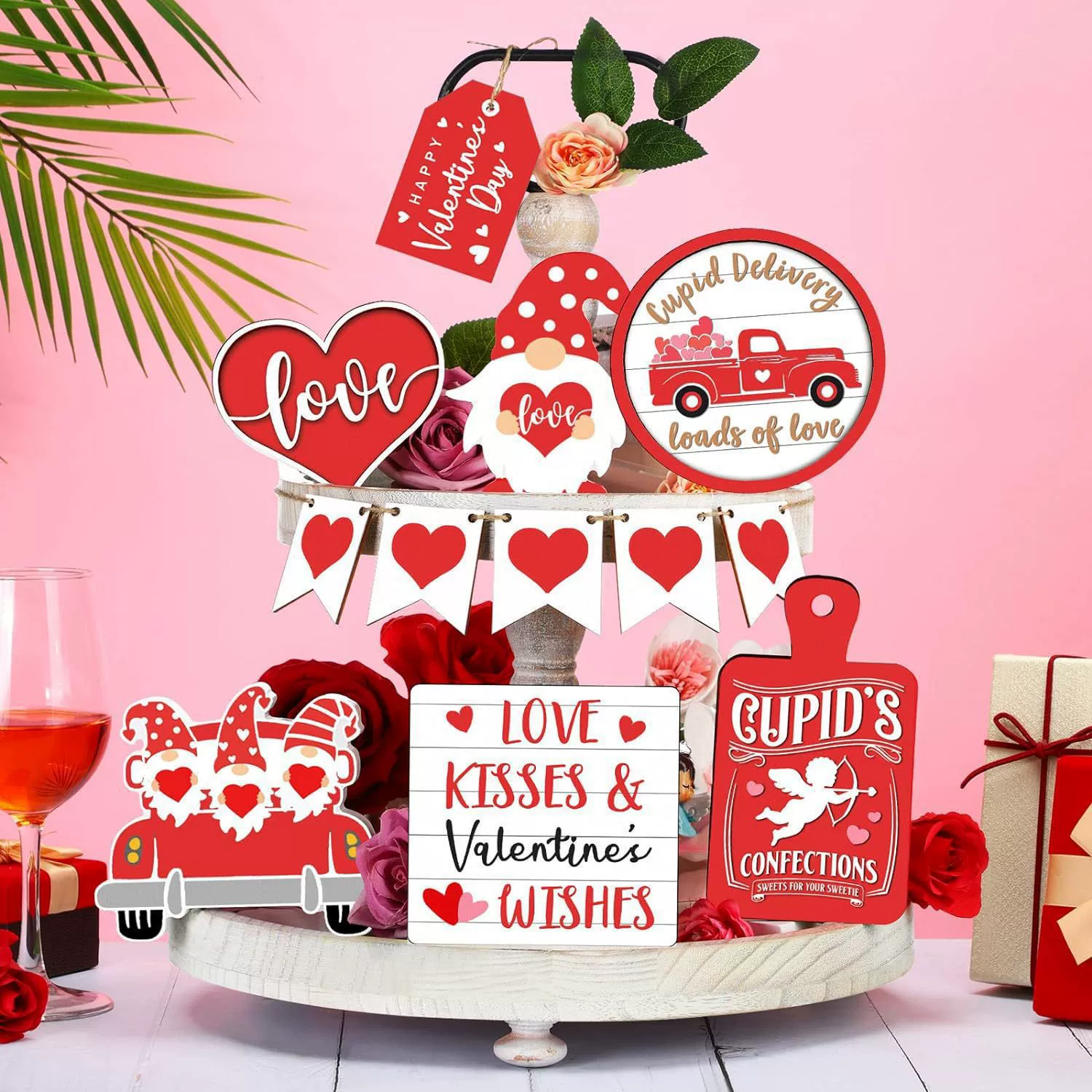 Трансграничный Новый День Святого Валентина 12 Набор многослойных лотков красный декоративный реквизит любовь Купидон логотип ремесла