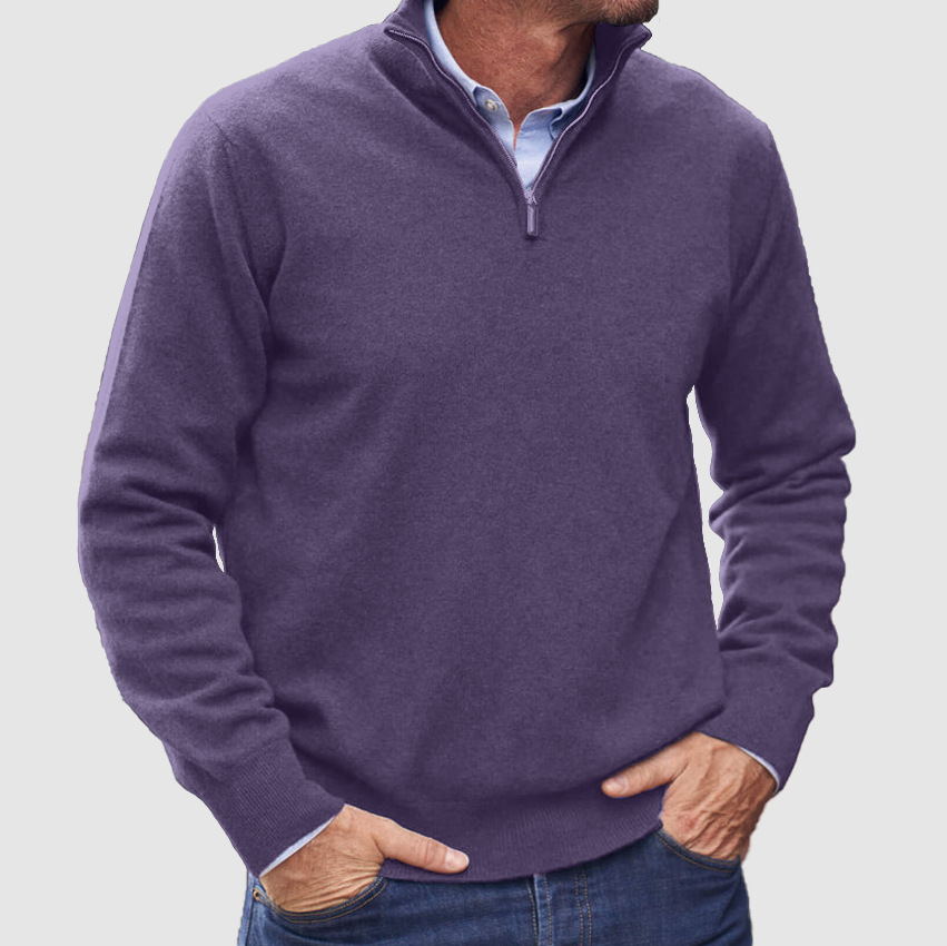 Herrenbekleidung: Thermo-Langarmpullover mit V-Ausschnitt und Reißverschluss für Herren – leicht, atmungsaktiv und stylisch für den Winter (mehrere Farben und Größen)_voghion.com