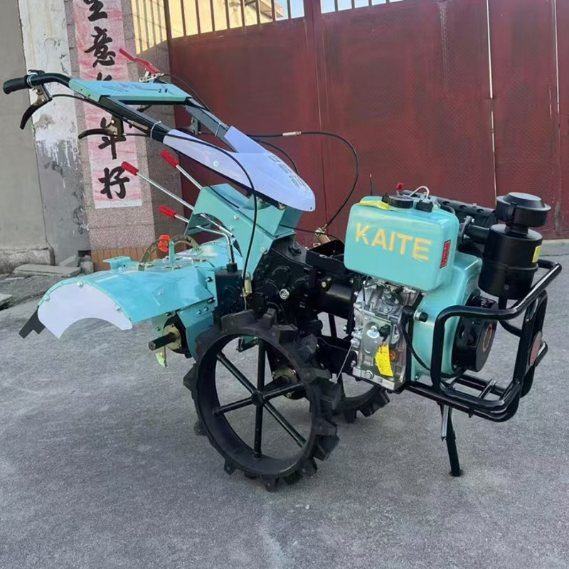 ディーゼル電動スタートマイクロ耕運機常州エンジンロータリー耕運機四輪駆動自走式溝掘りおよび畝立て機|undefined