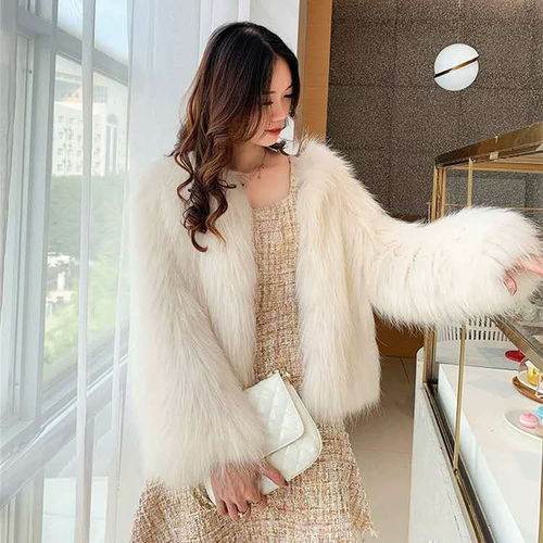 Youthful, Fashionable, Internet-Famous Furry Coat for Women—2025 Winter New Arrival: Short Imitation Fox Fur Coat for Women, Imitation Fur Style