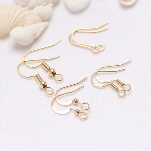 14/18K Gold-Filled Color-Preserving Ear Hooks DIY Earrings with Beads Earrings Hooks Real Gold-Plated Jewelry Accessories'Wholesale