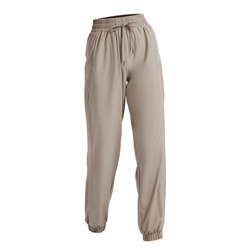 Sports pants for women, loose casual trousers, yoga high-waisted wide-leg cuffs, quick-drying, slimming, plus-size fitness outer wear