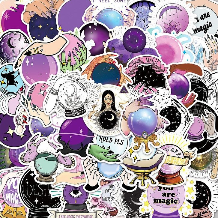 Super cost-effective 100 crystal ball purple Gothic stickers personality decoration luggage notebook hand a batch