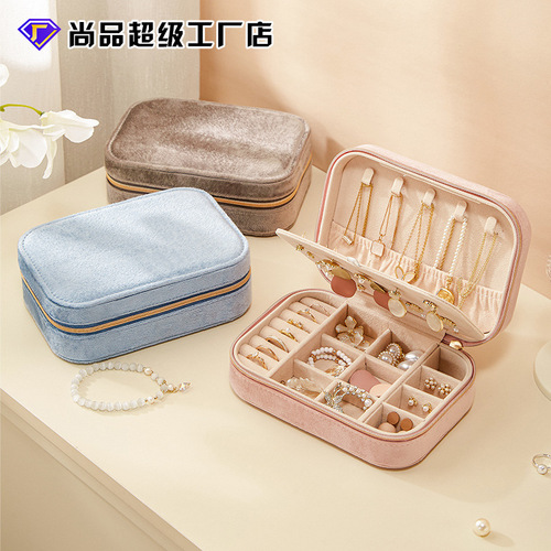 New velvet jewelry box ring necklace earrings earrings storage box large capacity multi-layer jewelry storage box wholesale