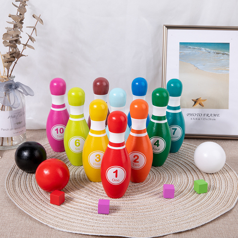 De madera de los niños medio digital de bolos padre-hijo interactivo digital de escritorio cognitivo Juego de Pelota juguetes educativos