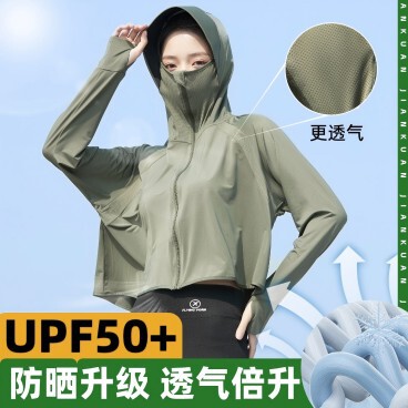 2025 屋外夏の新しいアイスシルク日焼け防止服女性の抗 UV 大きなつば通気性のあるアイスシルク日焼け防止服ジャケット|undefined