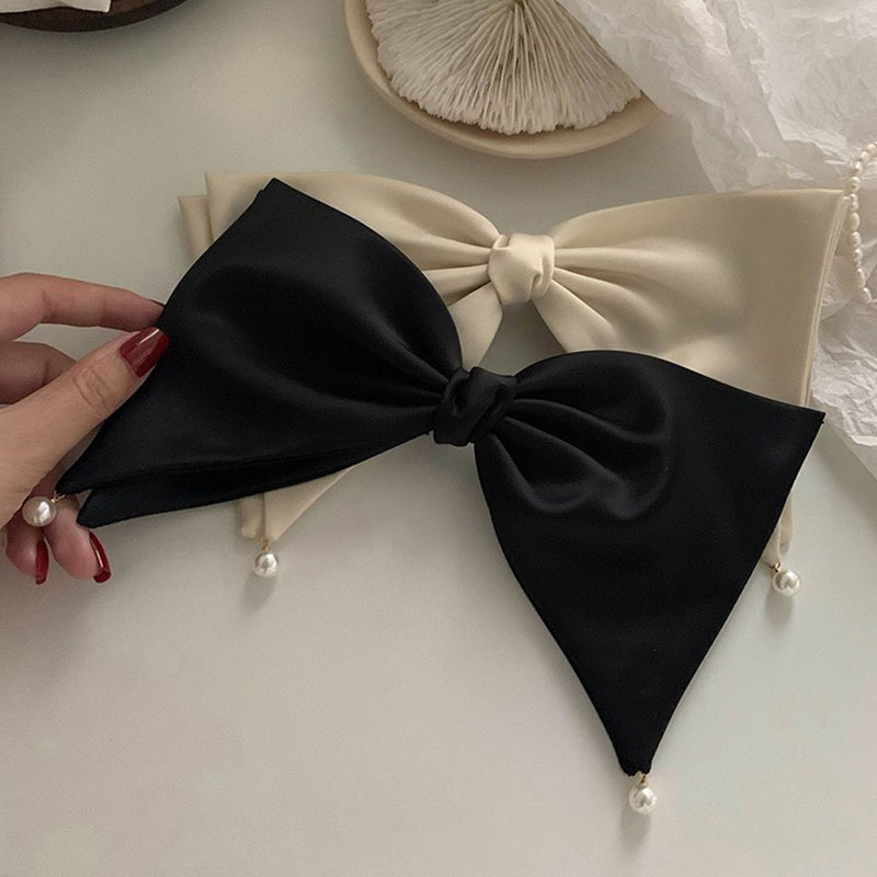 French-Style Pearl Small Pendant Hairpin with Bowknot, Spring Clip for the Back of the Head, Hair Accessory, Versatile Top Clip