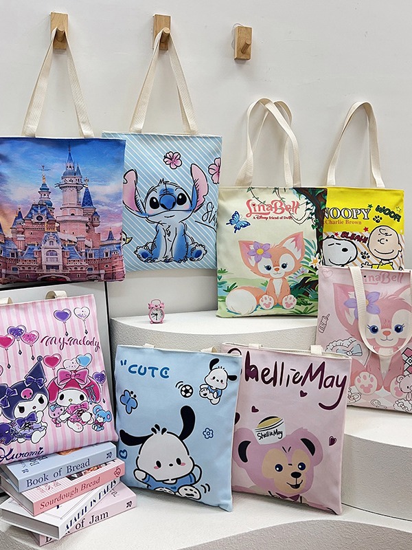 2025 nuevo bolso de lona bolso grande bolso de estudiantes bolso lindo bolso de lona de dibujos animados bolso de hombro bolso de mujer nuevo