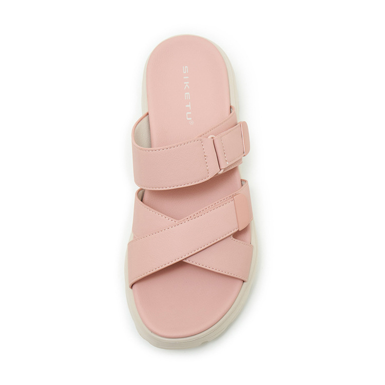 Dép sandal nữ đế dày quai chữ V có dán chống trượt phong cách thể thao — màu hồng, Xanh ngọc lam tốicolor, màu mơ chi tiết 29